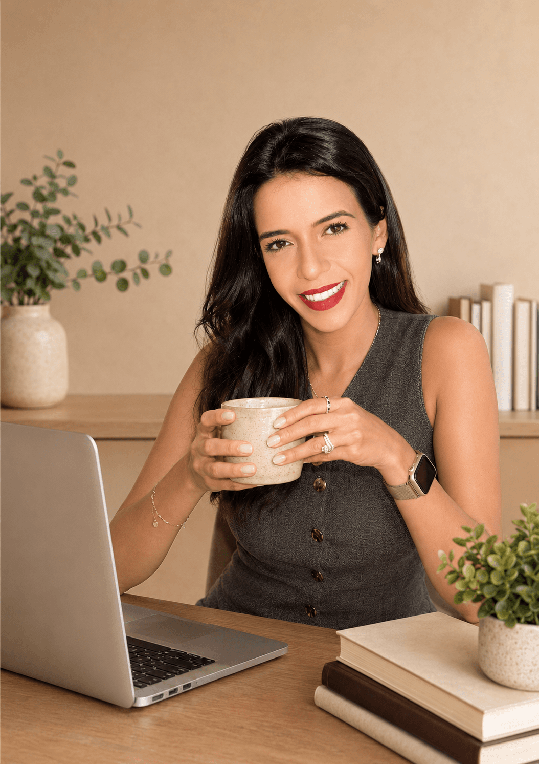 Portrait of Manisha, the founder, smiling warmly.